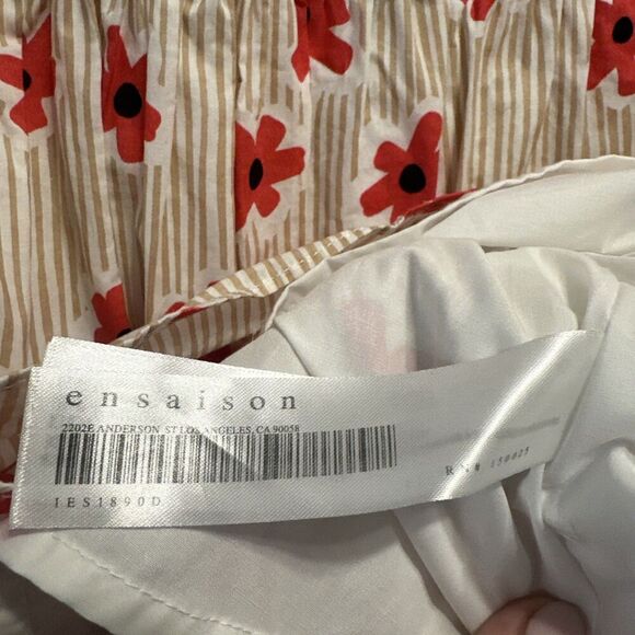 En Saison Poplin Tiered Ruffle Sleeve Short Dress Poppy Floral Print Size S - Picture 3 of 8